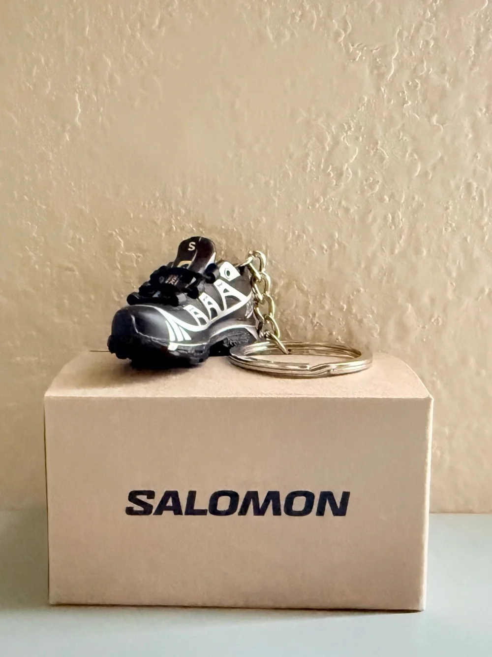 Salomon XT-6 GTX Sneaker Mini Keychain Bag Charm NIB Black Silver